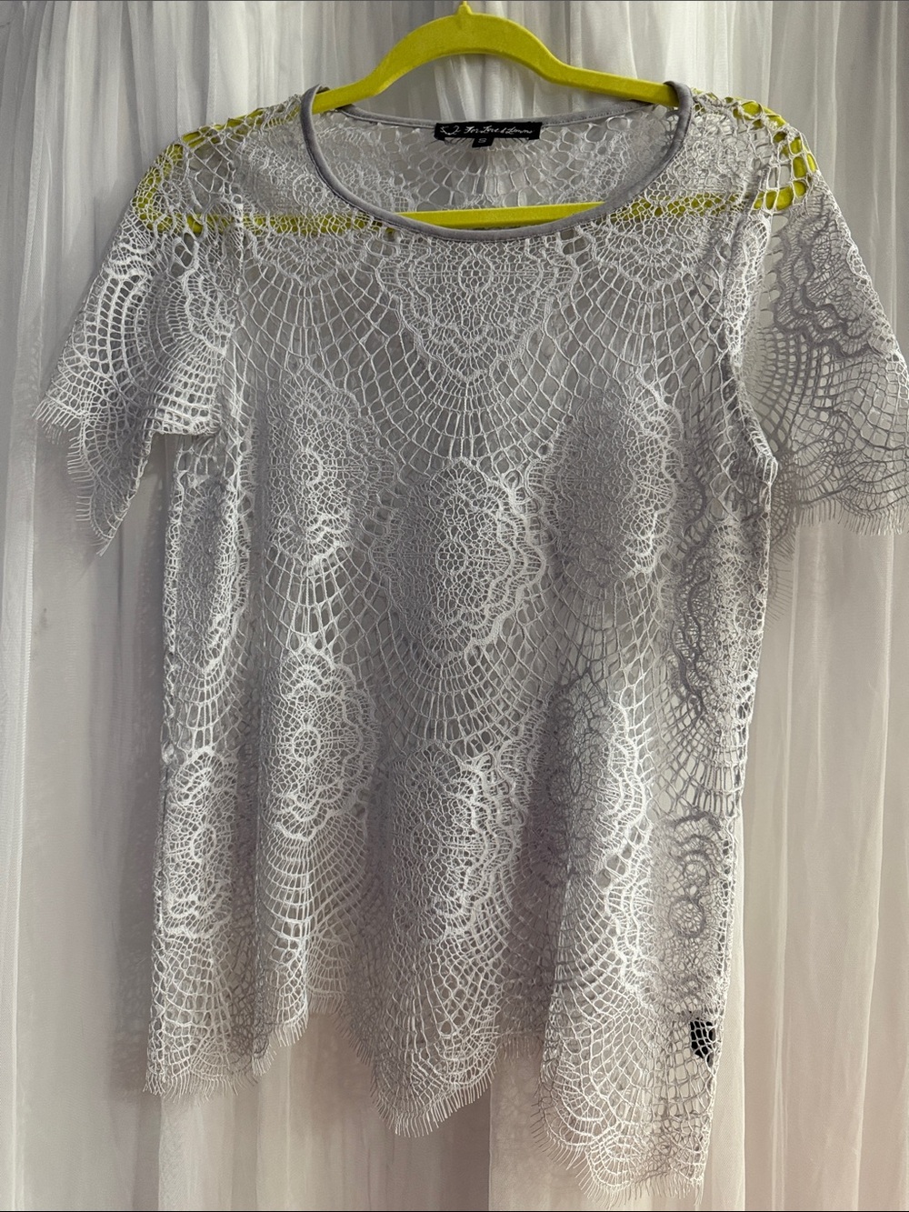 For Love & Lemons White Crochet Lace Short Sleeve Top